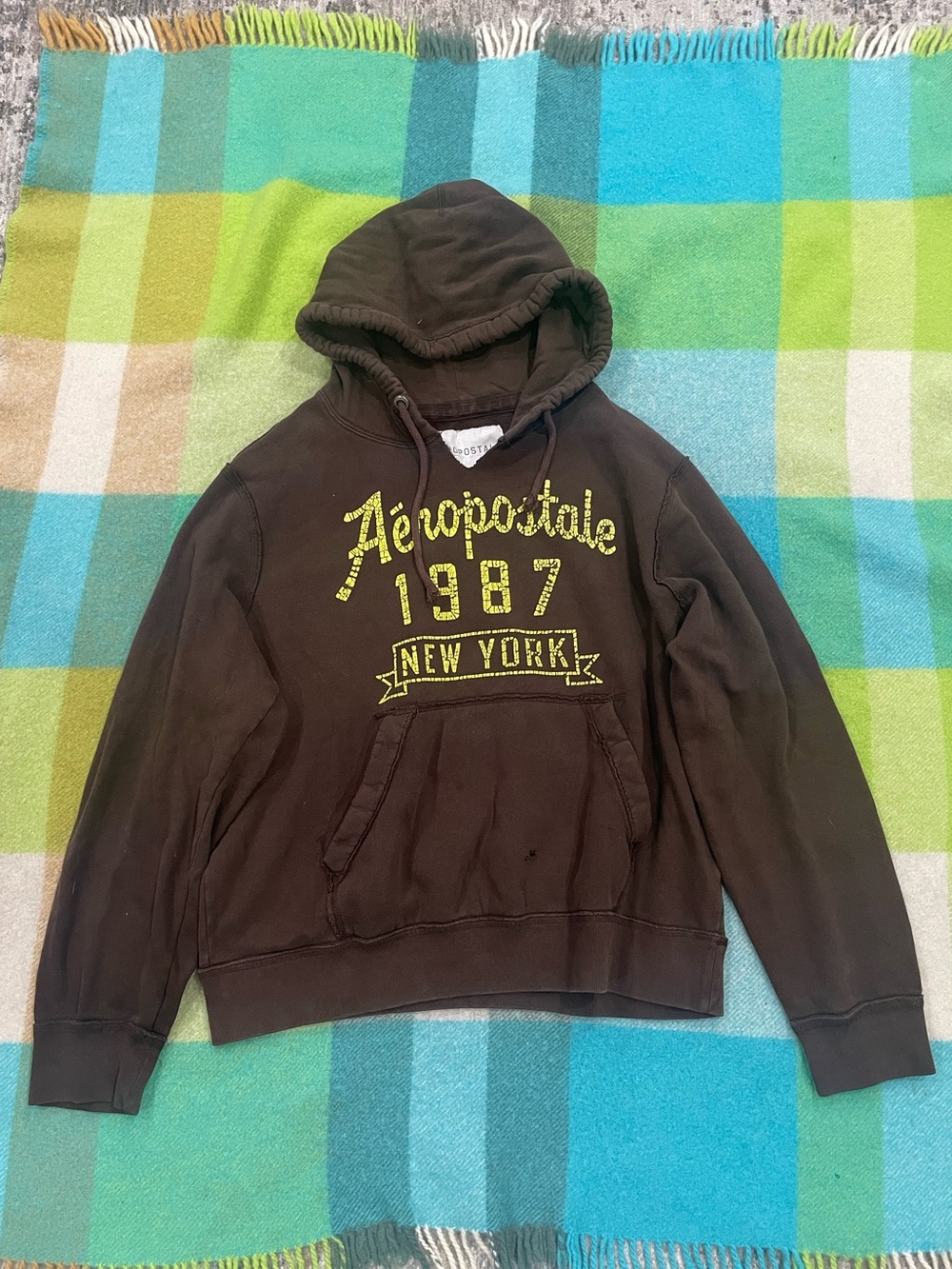 Aeropostale Y2K Brown Pullover Distressed Hoodie